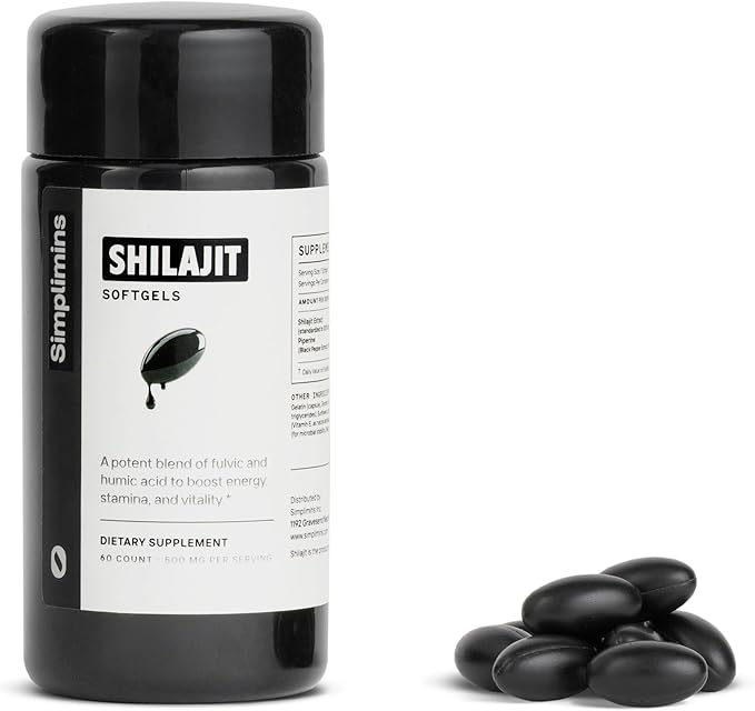 Liquid Shilajit Softgels Himalayan Resin Extract + Piperine | Adaptogenic Energy &amp Focus Formula | 500mg Fulvic Acid Complex | 60 Count | Mess-Free &amp Travel-Ready