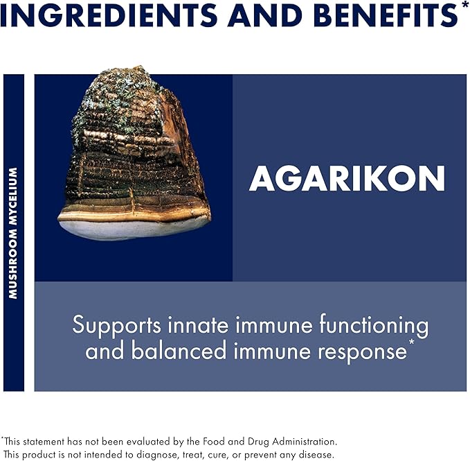 Host Defense Agarikon Capsules - Immune System Support Supplement - Mushroom Supplement to Aid Immune Functions &amp Cell Strength - Herbal Dietary Supplement - 120 Capsules (120 Servings)*