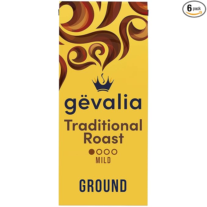 Gevalia Traditional Roast Mild Light Roast Ground Coffee 12 oz Bag (Pack of 6)