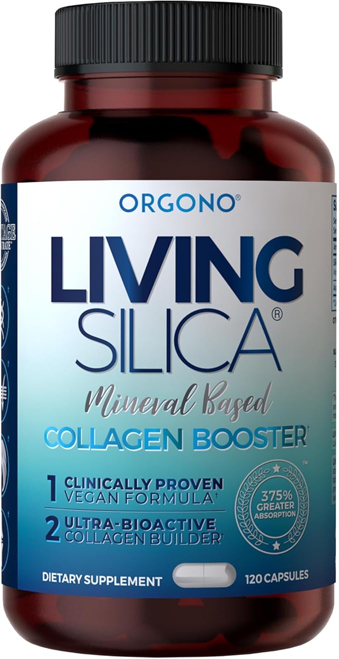 Living Silica ORGONO Mineral-Based Collagen Booster Capsules | Silica-Based | Supports Collagen &amp Elastin for Joint &amp Bone Support Glowing Skin Strong Hair &amp Nails | 120 Capsules