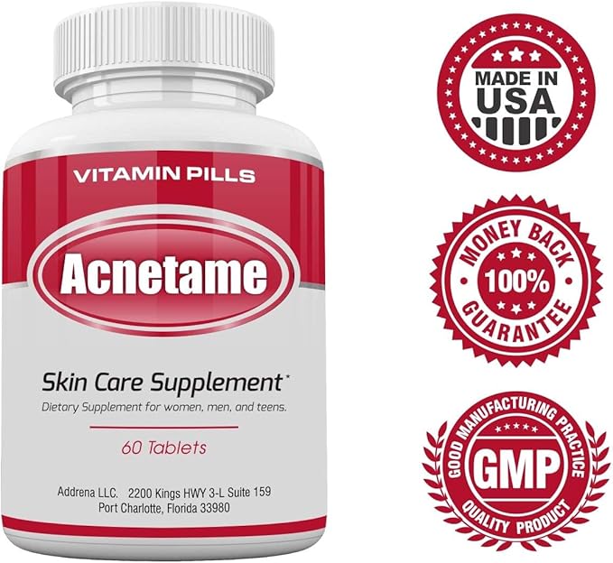 Acne Pills- Vitamin Supplements for Acne Treatment- Natural Clear Skin from Hormonal Cystic Pimples- Oily Skin Vitamins Pill for Women Teen Men &amp Adults 60 Tablets
