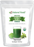 Z Natural Foods Organic Alfalfa Juice Powder Green Grass Superfood Powder Mix in Smoothies Drinks Recipes - Raw All Natural Non GMO Vegan Gluten Free - 1 lb