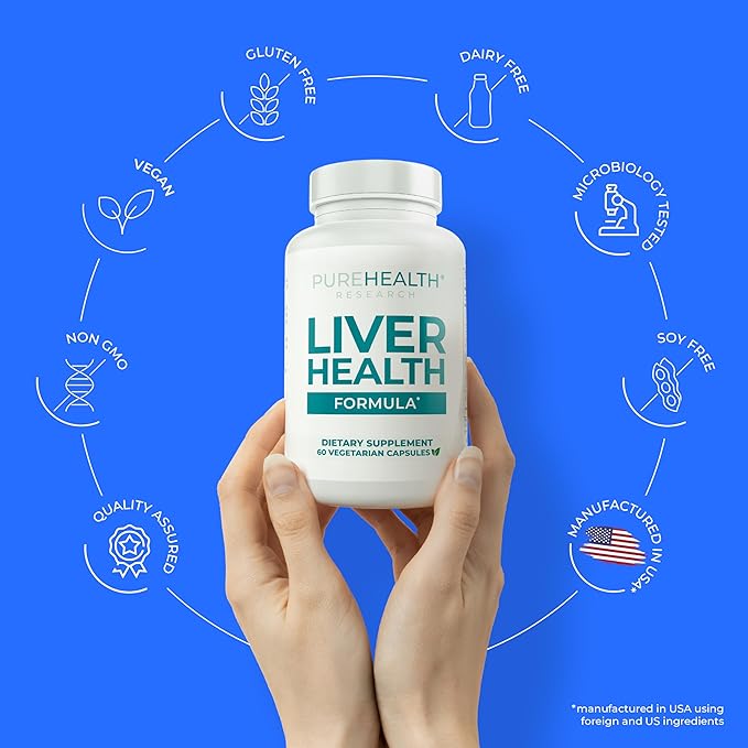 PUREHEALTH RESEARCH Liver Health Detox and Cleanse Supplement for Fatty Liver - Liver Support Supplements for Women &amp Men - Blend with Artichoke Extract Milk Thistle and Dandelion - 360 Capsules
