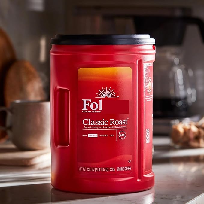 Classic Roast Ground Coffee Medium Roast 40.3 Oz (2 Pack) with Medium Weight Plastic Spoon