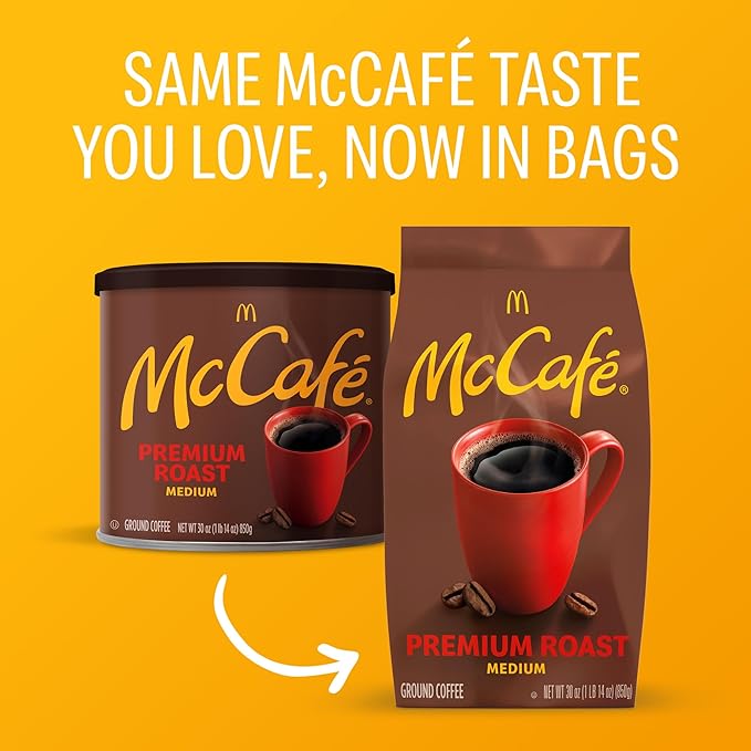 McCafe Premium Roast Ground Coffee Medium Roast Premium Quality Responsibly Sourced Kosher Certified 30oz. Bag