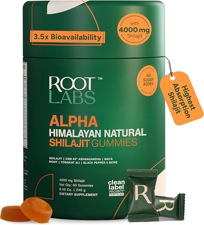 10-in-1 Alpha Shilajit Gummies | 4000 mg Pure Himalayan Shilajit with Tongkat Ali &amp Maca Root | for Men &amp Women | ShilAbsorb Bioavailability Tech | Sugar-Free Vegan | 60 Gummies
