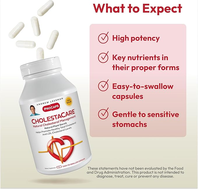 ANDREW LESSMAN CholestaCare 360 Capsules - Unique Natural Phytosterol Blend. No Additives. Easy to Swallow Capsules