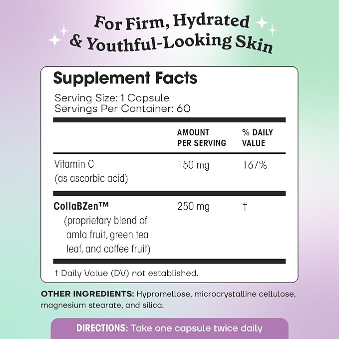 Fit &amp Lean CollaVen Vegan Collagen Builder Clinically Proven Vegan Plant-Based Collagen with Vitamin C for Youthful &amp Hydrated Skin Reduces Wrinkles Boosts Collagen Production 60 Vegan C