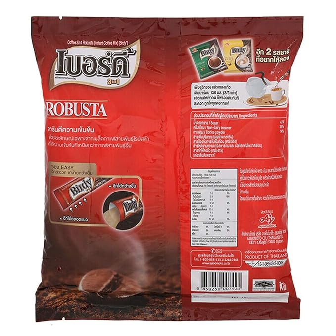 Birdy 3 in 1 Robusta Thai instant coffee mix roasted &amp ground 16.5g x 27 sachets