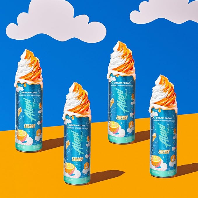 Alani Nu DREAM FLOAT Ice Sugar Free Low Calorie Energy Drinks | 200mg Caffeine | Antioxidants | Biotin B Vitamins | Zero Sugar | 15 Calories or Less | 12 Oz Cans | 24 Count