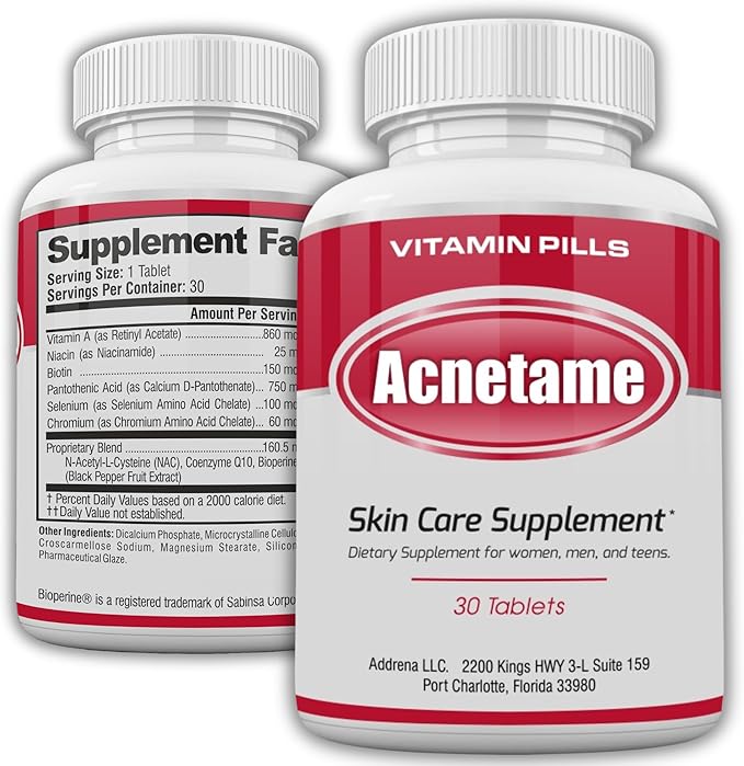 Acne Pills 30 Day- Supplements for Acne Vitamin Treatment- Tablets to Clear Oily Skin for Women Men Teens and Adults