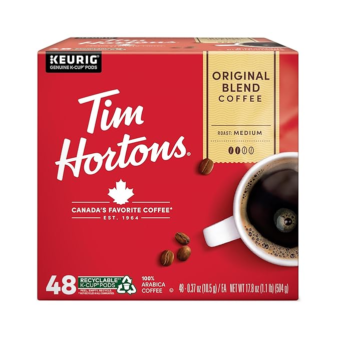 Tim Hortons Original Blend Genuine Medium Roast Coffee Single-Serve K-Cup Pods 48ct