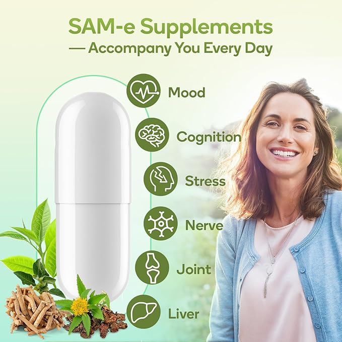 SAM-e Supplement – Capsule Complex with Ashwagandha Extract L-Theanine Rhodiola St. John’s Wort Omega-3 Fatty Acids Magnesium B Vitamins &amp D3 120 Capsules