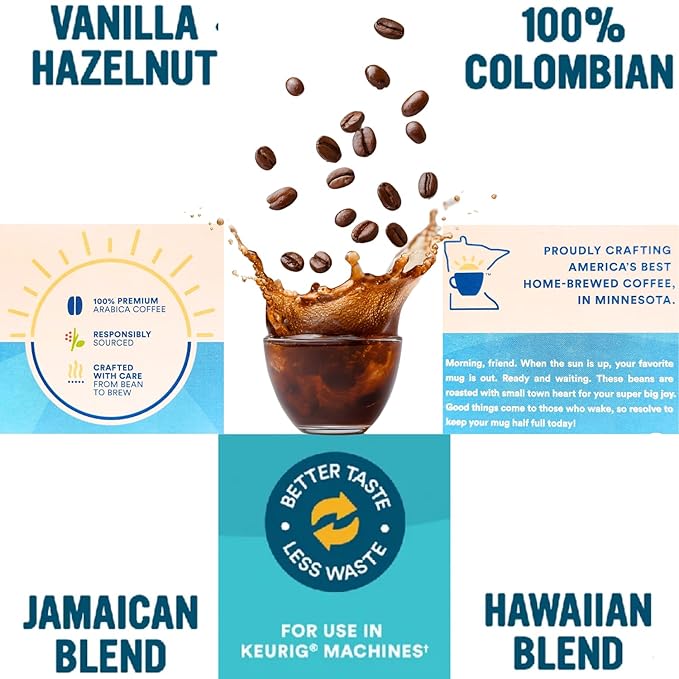 50-count single-cup coffee pack sampler for Keurig K-Cup Brewers Variety of Cameron's flavors Jamaican Blend Hawaiian 100% Colombian and Vanilla Hazelnut Packaged by Brightest Place Compatible with