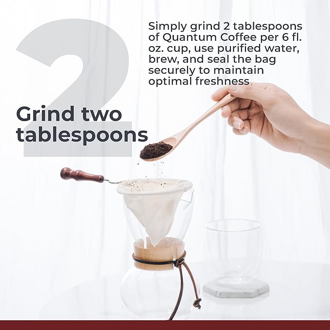 Quantum Organic Whole Roasted Coffee Beans - Medium Roast From Guji Region of Ethiopia Crafted for Optimal Health Benefits Sweet &amp Fruity Well-Balanced Gluten Free Sustainable Non-GMO - 1 P