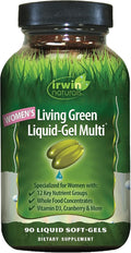 Irwin Naturals Women’s Living Green Liquid-Gel Multi - Whole Food Multivitamin for Women with 70 Nutrients Omega Oils &amp Greens Blend - Liquid Soft-Gels with BioPerine® for Absorption - 120 Count