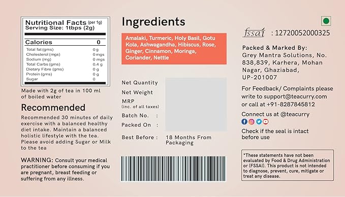TEACURRY Collagen Tea (1 Month Pack 30 Tea Bags) - Healthy Bright Looking Skin - Herbal Tea - All Natural Caffeine Free