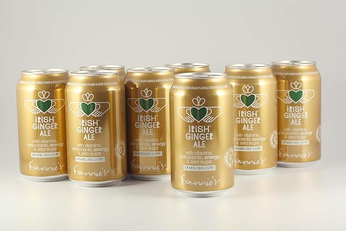 KauffmanTreats Frannie Sparkling Beverage- Zero Calories &amp Sugar Aspertame Free: 8-Ct 12 Oz. Cans (Irish Ginger Ale)