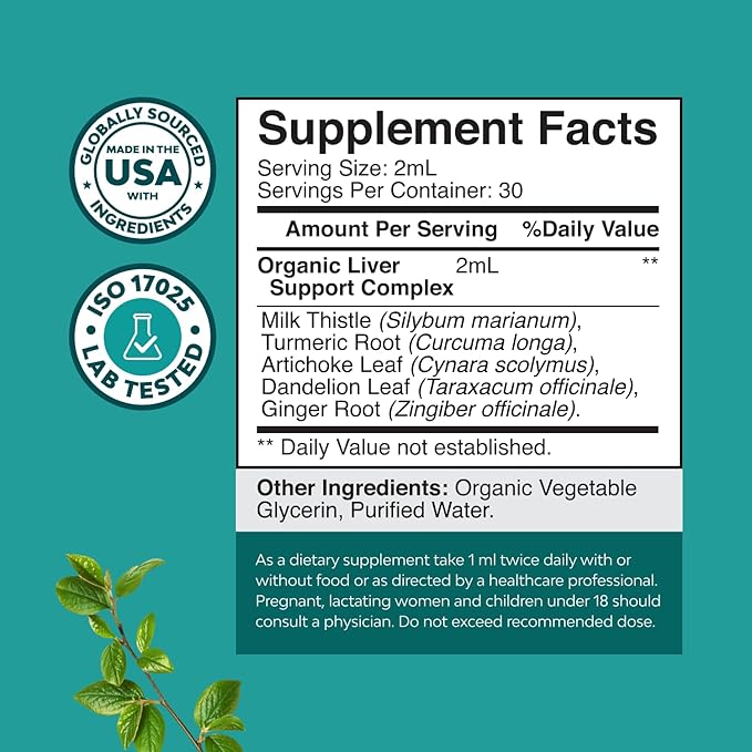 Deep Liver Cleanse Detox &amp Repair with Milk Thistle Liquid Drops - Liver Detox Liquid Artichoke Extract with Dandelion Leaf Ginger &amp Turmeric Curcumin for Immunity &amp Daily Cleanse - 2Fl