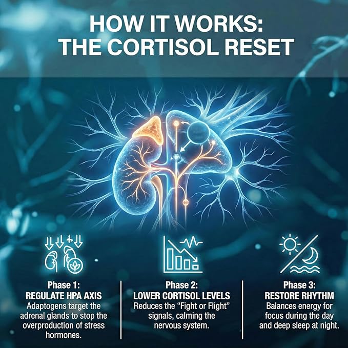 Cortisol Supplements for Women &amp Men High Strength Formula for Stress Management Mood &amp Relaxation Vegan Non-GMO Gluten Free 120 Capsules