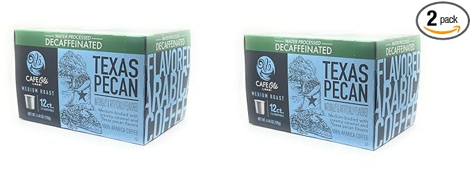 Cafe Ole HEB Single Serve Coffee Pods 12 count - 2 boxes (Texas Pecan Decaf)