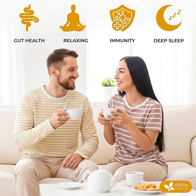 FreshDrinkUS Premium 135 Tea Bags Tulsi Chamomile Lemongrass Herbal Tea | Blend with Holy Basil Chamomile Flowers &amp Lemongrass Leaves – Naturally Caffeine-Free Soothing Herbal Infusion. Vegan