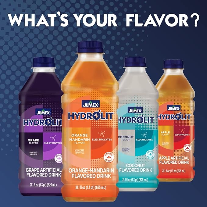 Jumex Hydrolit Quick Rehydration and Recovery Beverage Natural Orange-Mandarin Flavor 21.1 fl oz BPA-free Bottle 12-Pack