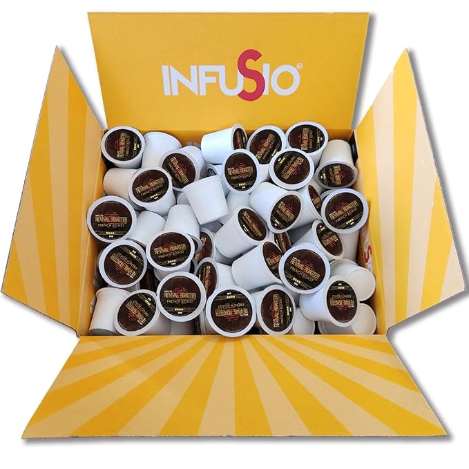 InfuSio Coffee Pods – 96 Count French Roast (Dark Roast Coffee) Single Serve Coffee Pods for Keurig K Cup® Brewers Compatible with Keurig 2.0 Brewers