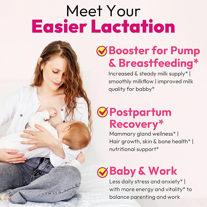 Lactation Supplement Postpartum Lactation Support Gummies for Breastfeeding with Milk Thistle and Postnatal Vitamins As Breast Milk Supply Booster Recovery Hair Growth 60 Count Sugar Free &amp V