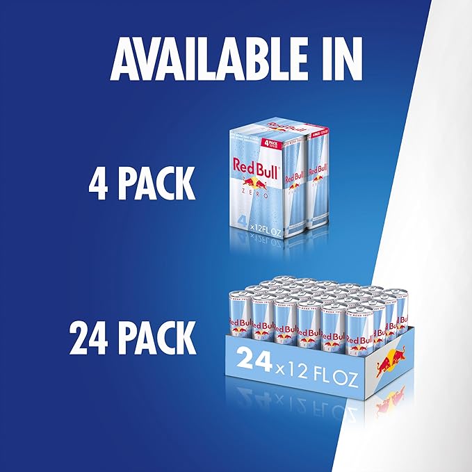 Red Bull Zero Energy Drink with 114mg Caffeine plus Taurine &amp B Vitamins Zero Sugar 12 Fl Oz Pack of 24 Cans