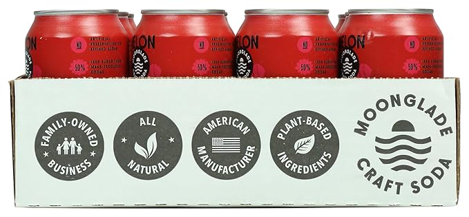 NEW! Moonglade Juicy Watermelon Ginger Beer Organic Small Batch Craft Mixer Non-Alcoholic 21% Juice! Craft Soda (12 Pack)