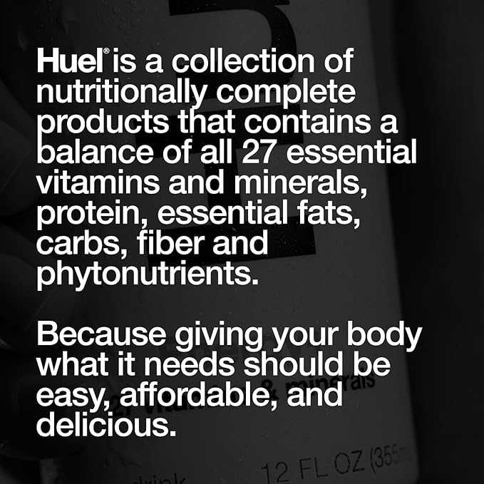 Huel Energy+ | Blue Raspberry Energy Drink | Refreshing Plant-Based Drink with Real Fruit | 200mg of Caffeine and 27 Vitamins &amp Minerals | 35 Calories per 12 FL Oz 12 Pack