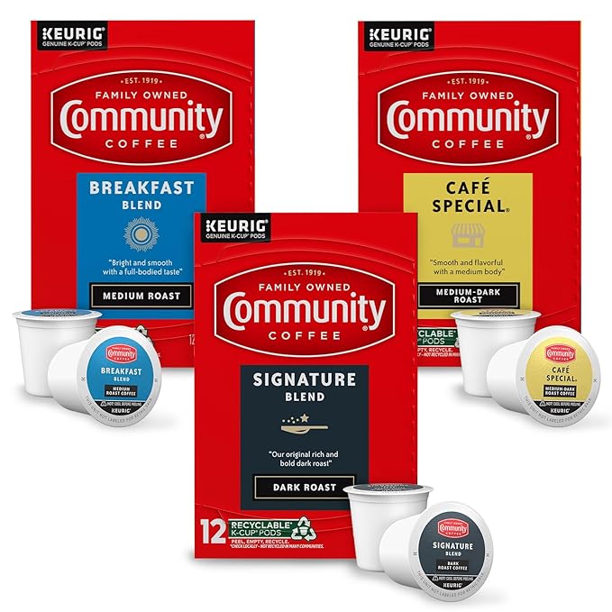 Community Coffee Variety Pack 36 Count Coffee Pods Medium Dark Roast Compatible with Keurig 2.0 Brewers