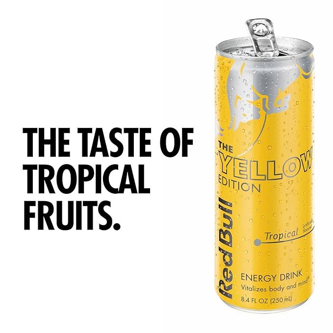 Red Bull Red and Yellow Edition Watermelon and Tropical Energy Drink Bundle 8.4 Fl Oz 48 Cans