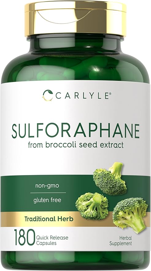Carlyle Sulforaphane Supplement | 400 mcg | from Broccoli Seed Extract | 180 Capsules | Traditional Herbal Supplement | Non-GMO and Gluten Free Formula