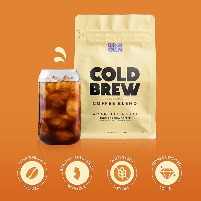 Birch Glen Roasters Cold Brew Coffee | Flavored Coarse Ground Coffee | Artisanal Roasting | 100% Arabica |1 LB | Jamaica Gold Rum