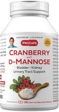 ANDREW LESSMAN Cranberry with D-Mannose - 360 Capsules - Supports Bladder Kidney and Urinary Tract Health. High Potency Standardized Cranberry Concentrate and D-Mannose. Easy to Swallow Capsules