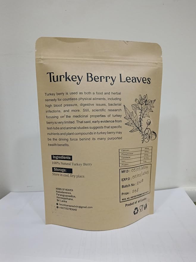 100 Turkey Berry Leaves Dried Healthy Well Cleaned Leaves- Pure &amp turkey Berry Leaves Cultivated From Sri Lanka And Gluten Free