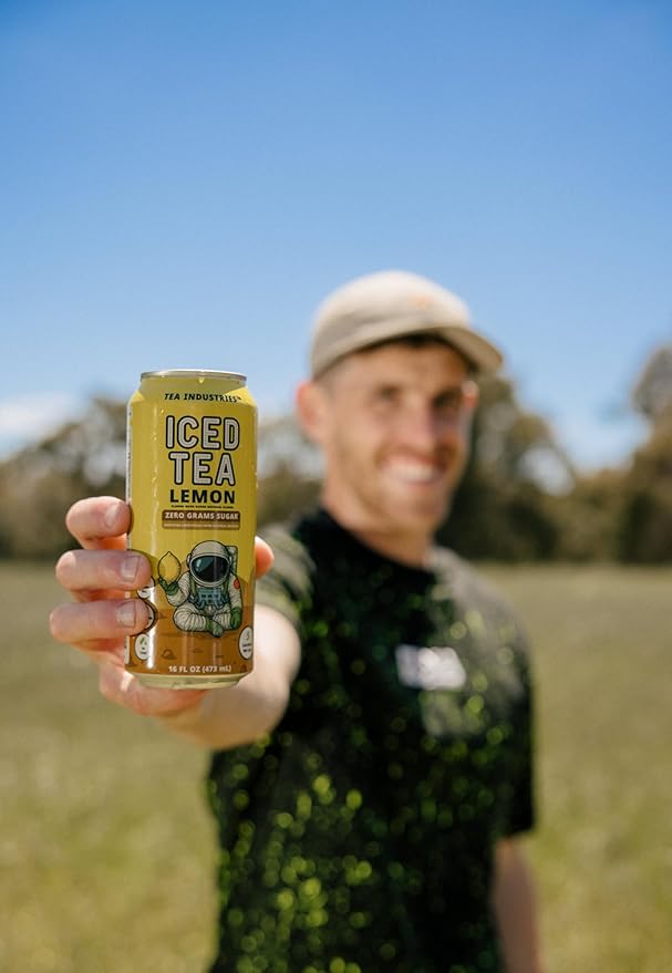 Tea Industries Black Tea with Lemon Iced Tea – Sugar Free Low Calorie Citrus Flavor Electrolyte Drink for Hydration 16oz Cans (12-Pack)