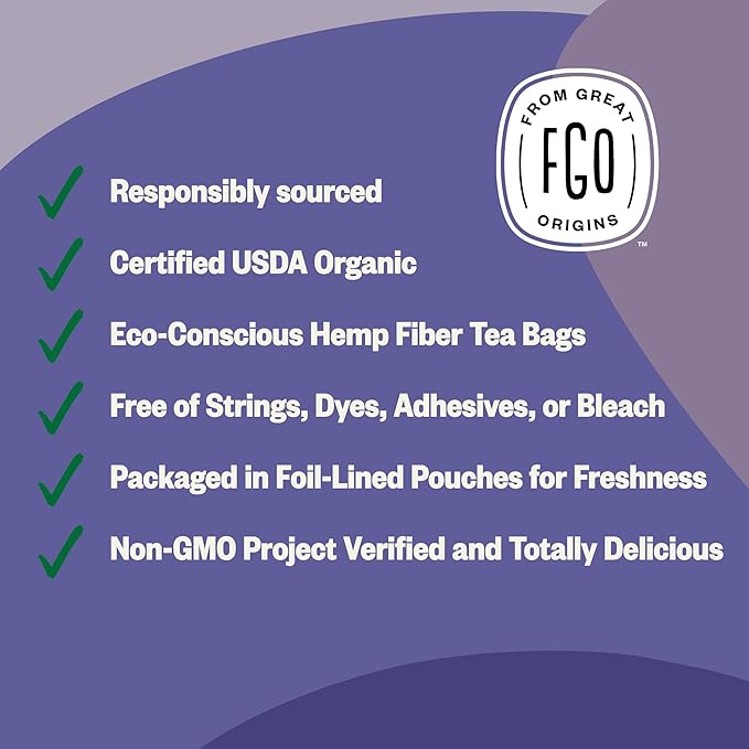 FGO Organic Earl Grey Black Tea 100 Count Eco-Conscious Tea Bags Resealable Bag Packaging May Vary (Pack of 1)