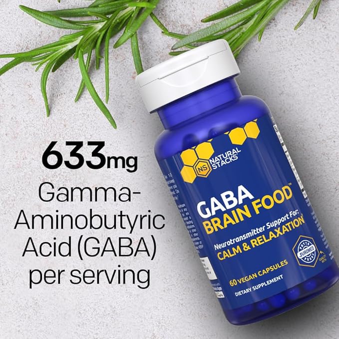 GABA Brain Food - GABA Supplement with L-Citrulline &amp Grape Seed Extract - Supports Calm &amp Relaxation - Nighttime Sleep Aid - Supports Production of Gamma Aminobutyric Acid - 60 L-Citrulline C