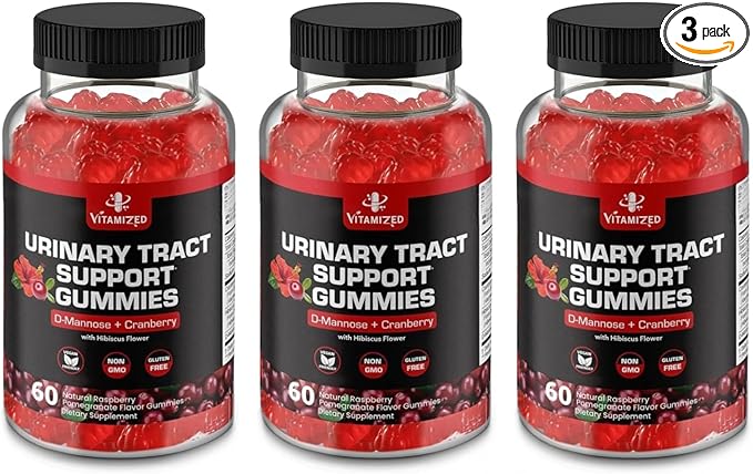 Potent Cranberry Gummies with D Mannose - Urinary Tract Health for Women &amp Men Urinary Flush &amp Bladder Fast-Acting Support Supplements with Hibiscus Powder 180 Count