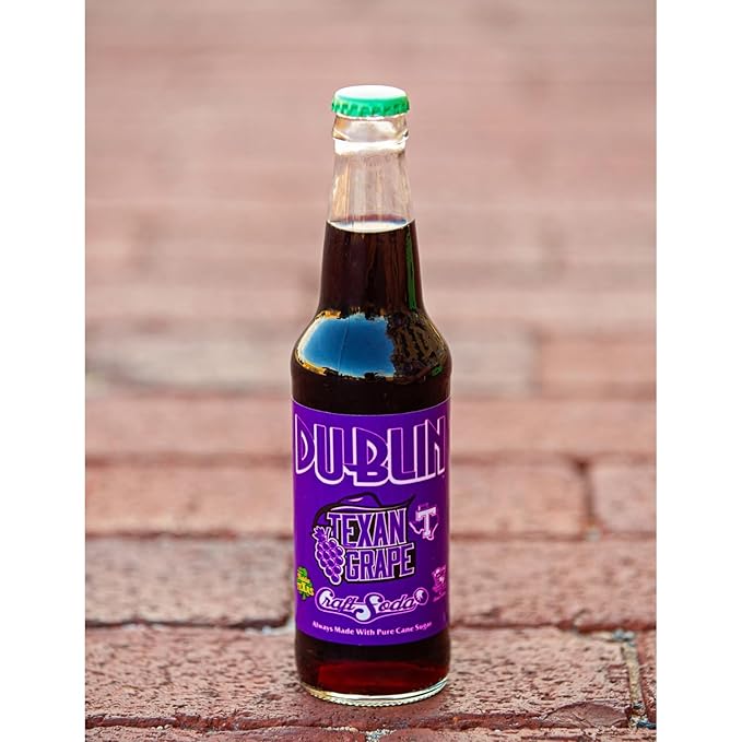 Dublin Bottling Works Craft Soda Pure Cane Sugar Made in Texas – Assorted 12-Pack – Premium Small-Batch Soda Gluten-Free Retro Artisanal Beverages (12 Pack TEXAN Grape)