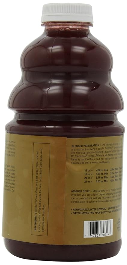 Dr. Smoothie Strawberry Classic Blend Smoothie Bottles 46-Ounce