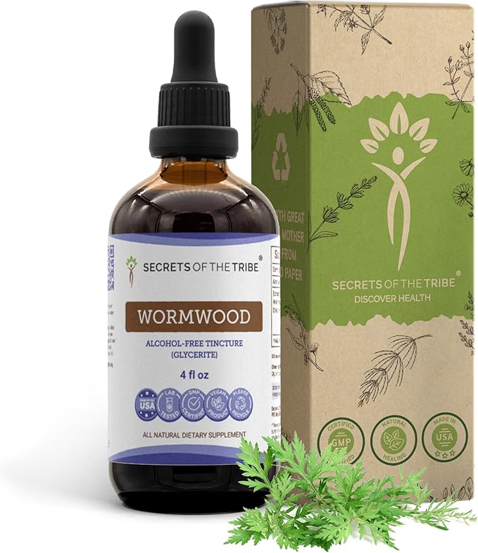 Secrets of the Tribe Wormwood Alcohol-Free Liquid Extract Wormwood (Artemisia Absinthium) Dried Herb (4 FL OZ)