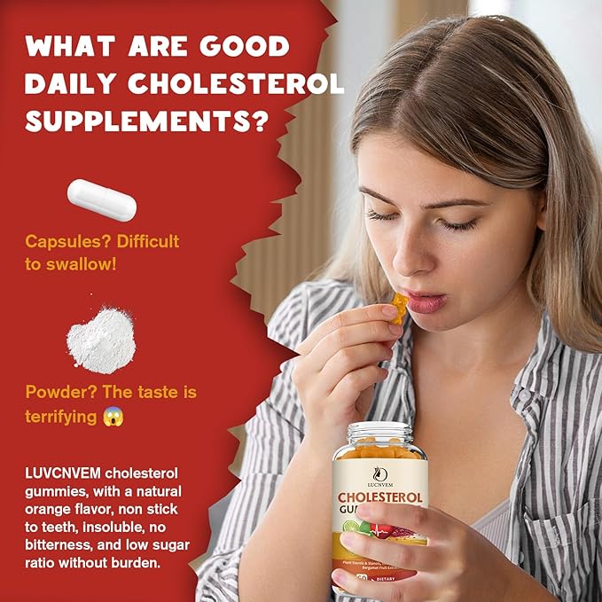 (2 Pack) Cholesterol Supplements Gummies for Cholesterol Healthy Plant Sterols &amp Stanols Red Yeast Rice Citrus Bergamot Complex for Cholesterol Maintain Healthy Cholesterol Levels - 60 Day Sup