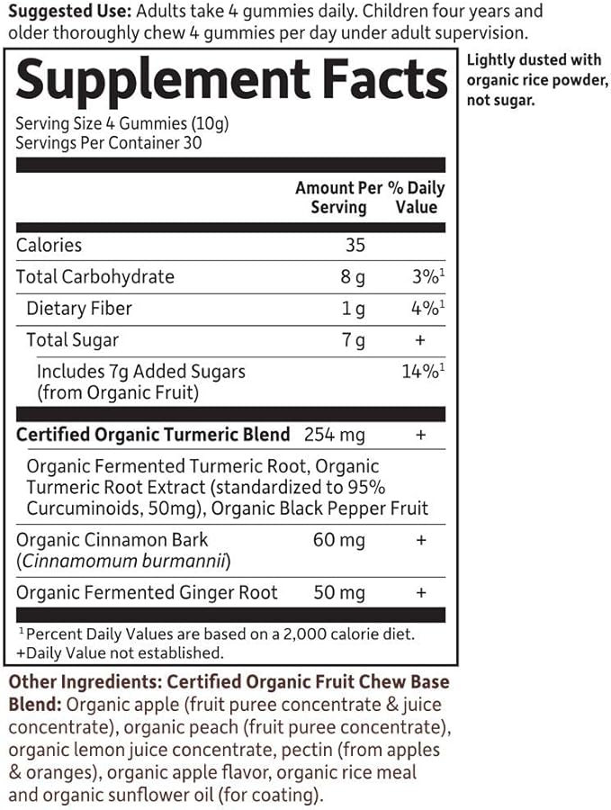 Garden of Life Organics Turmeric Inflammatory Response Gummy - 120 Real Fruit Gummies for Kids &amp Adults 50Mg Curcumin (95% Curcuminoids) No Added Sugar Organic Non-GMO Vegan &amp Gluten Free