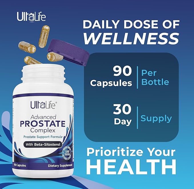 ULTALIFE Advanced Saw Palmetto Prostate Supplement for Men with Beta Sitosterol Promotes Urinary Comfort Sleep Quality &amp Prostate Health 90 Capsules