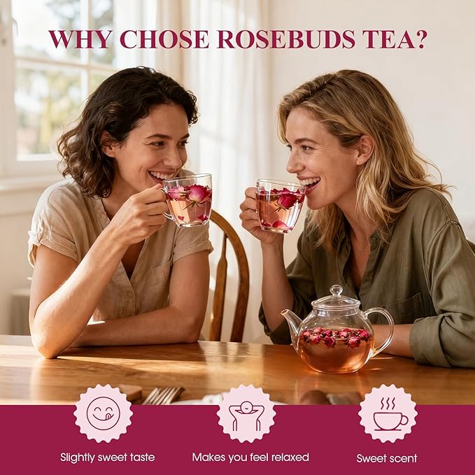 Rose Bud Tea Dried Red RoseMQUPIN Rose Tea 100% Natural Pure Flower Edible Buds Tea Culinary Food Grade Red Rosebud for Drinking DIY Gift (250g/3Packs)