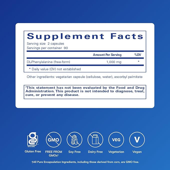 Pure Encapsulations DL-Phenylalanine | Amino Acid Supplement for Memory and Focus Joints Muscles and Cognitive Support* | 180 Capsules